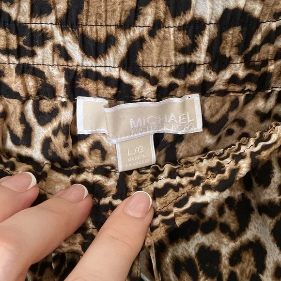 NWOT Michael Kors Leopard Print Wide Leg Pants - Picture 7 of 11